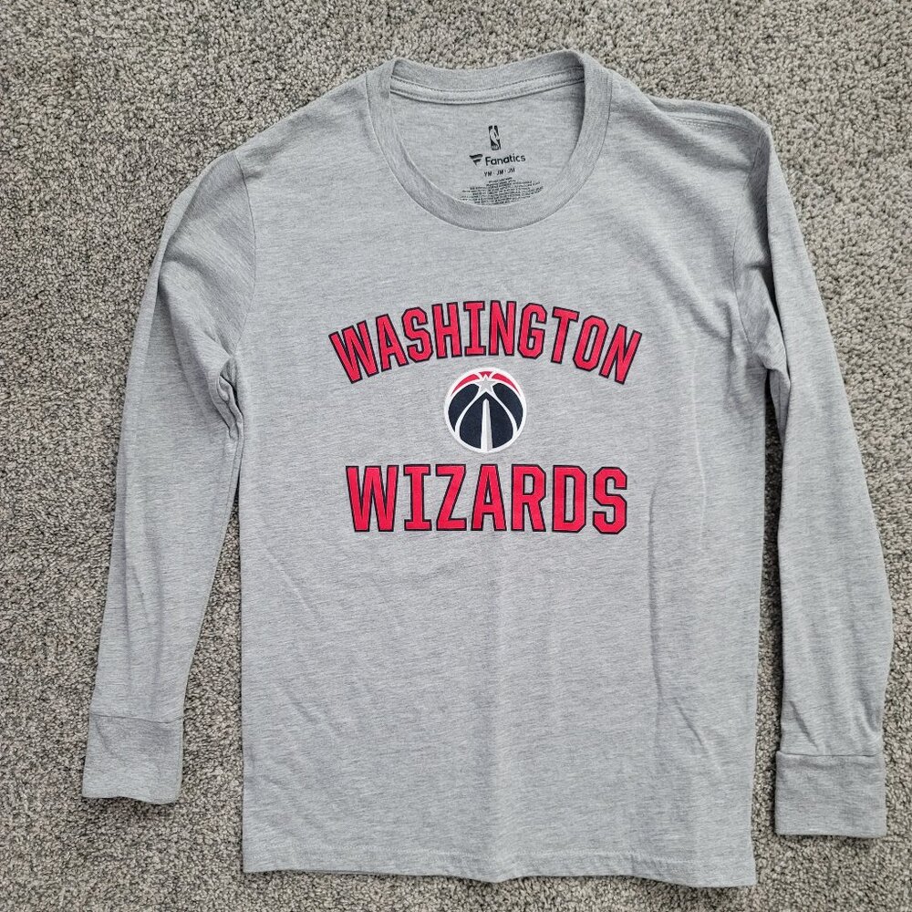 Washington Wizards Fanatics Long Sleeve Grey Shirt Youth Medium